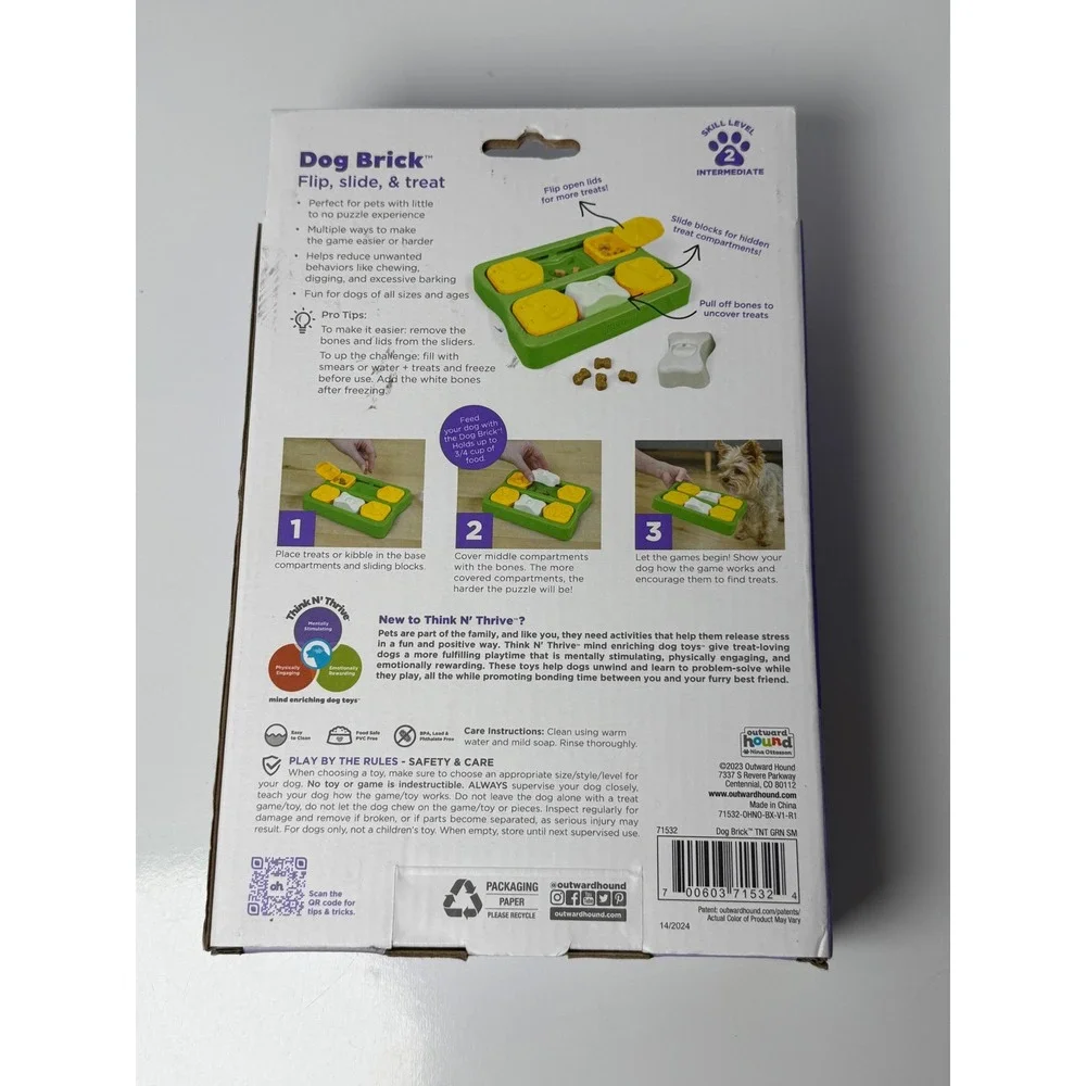 Outward Hound Nina Ottosson Dog Brick Intermediate Level 2 Puzzle Toy Green